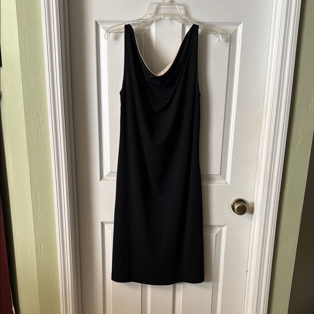 Express Black/Cream Reversible Sleeveless Cowl Neck Midi Dress